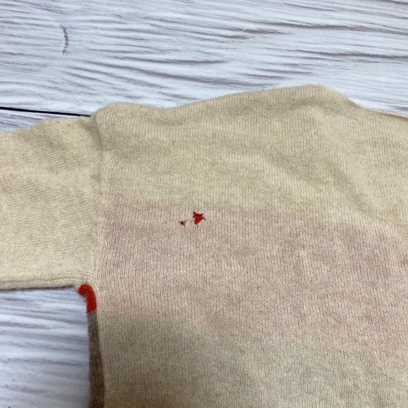 Joie Cashmere Broken Stripe Cream Red Sweater - Picture 13 of 14